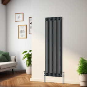 Rinse Bathrooms Traditional Radiator Anthracite Vertical Double Column Cast Iron Radiators Tall Central Heating 1500x560mm