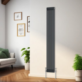 Rinse Bathrooms Traditional Radiator Anthracite Vertical Double Column Cast Iron Radiators Tall Central Heating 1800x290mm