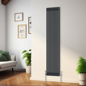 Rinse Bathrooms Traditional Radiator Anthracite Vertical Double Column Cast Iron Radiators Tall Central Heating 1800x470mm