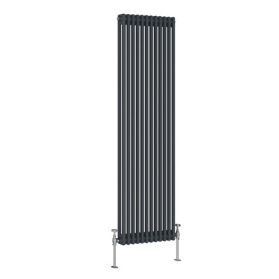 Rinse Bathrooms Traditional Radiator Anthracite Vertical Double Column Cast Iron Radiators Tall Central Heating 1800x560mm