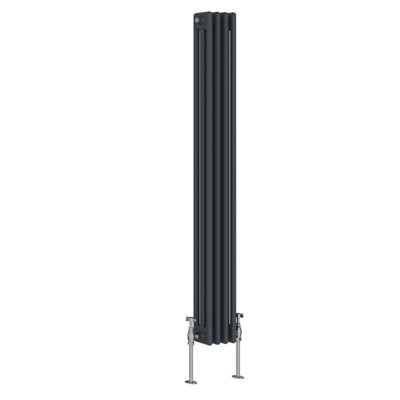 Rinse Bathrooms Traditional Radiator Anthracite Vertical Triple Column Cast Iron Radiators Heater Central Heating 1500x202mm