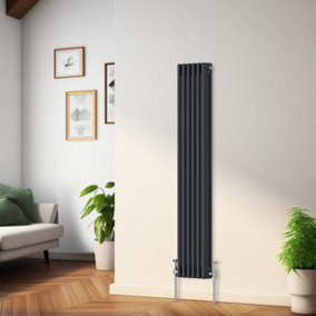 Rinse Bathrooms Traditional Radiator Anthracite Vertical Triple Column Cast Iron Radiators Heater Central Heating 1500x292mm