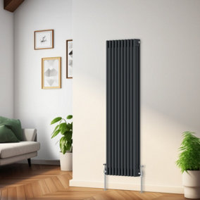Rinse Bathrooms Traditional Radiator Anthracite Vertical Triple Column Cast Iron Radiators Heater Central Heating 1500x472mm