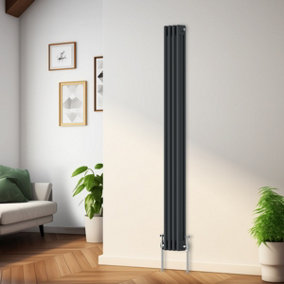 Rinse Bathrooms Traditional Radiator Anthracite Vertical Triple Column Cast Iron Radiators Heater Central Heating 1800x202mm