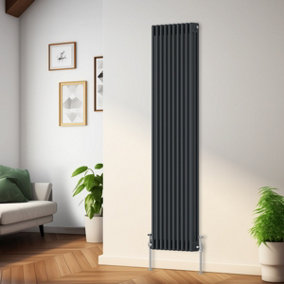 Rinse Bathrooms Traditional Radiator Anthracite Vertical Triple Column Cast Iron Radiators Heater Central Heating 1800x472mm