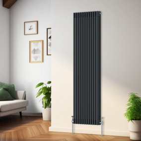 Rinse Bathrooms Traditional Radiator Anthracite Vertical Triple Column Cast Iron Radiators Heater Central Heating 1800x562mm