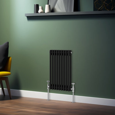 Rinse Bathrooms Traditional Radiator Black Horizontal Double Column Cast Iron Radiators 600x425mm