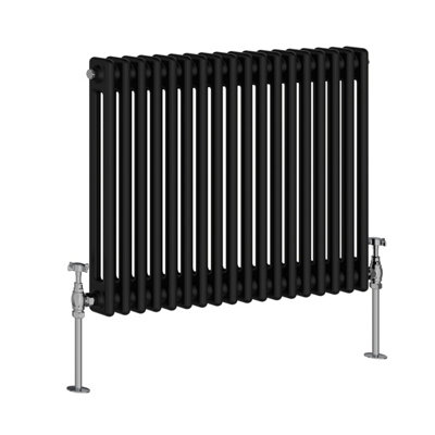 Rinse Bathrooms Traditional Radiator Black Horizontal Double Column Cast Iron Radiators 600x830mm