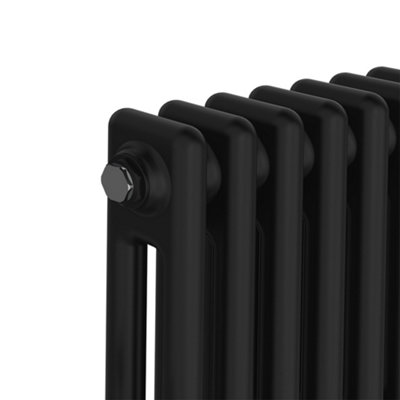 Rinse Bathrooms Traditional Radiator Black Horizontal Double Column Cast Iron Radiators 600x830mm