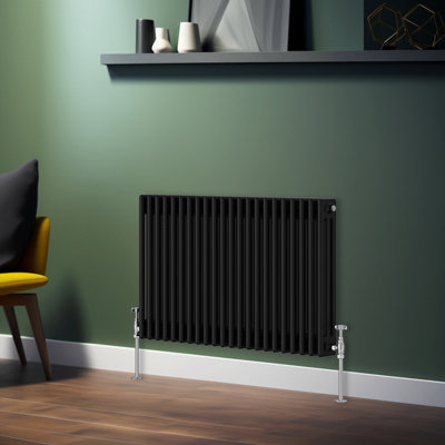 Rinse Bathrooms Traditional Radiator Black Horizontal Triple Column Cast Iron Radiators Central Heating 600x1012mm