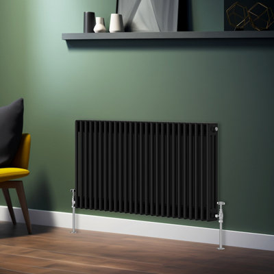 Rinse Bathrooms Traditional Radiator Black Horizontal Triple Column Cast Iron Radiators Central Heating 600x1192mm