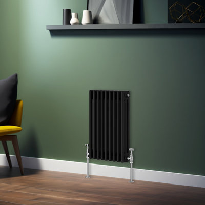 Rinse Bathrooms Traditional Radiator Black Horizontal Triple Column Cast Iron Radiators Central Heating 600x427mm