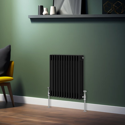 Rinse Bathrooms Traditional Radiator Black Horizontal Triple Column Cast Iron Radiators Central Heating 600x607mm