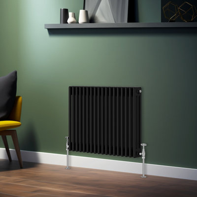 Rinse Bathrooms Traditional Radiator Black Horizontal Triple Column Cast Iron Radiators Central Heating 600x832mm