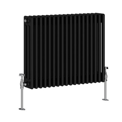 Rinse Bathrooms Traditional Radiator Black Horizontal Triple Column Cast Iron Radiators Central Heating 600x832mm