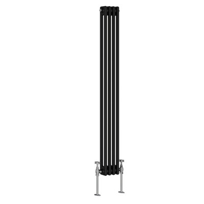 Rinse Bathrooms Traditional Radiator Black Vertical Double Column Cast Iron Radiators Tall Central Heating 1500x200mm