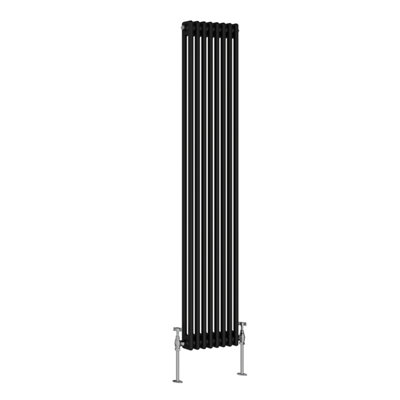 Rinse Bathrooms Traditional Radiator Black Vertical Double Column Cast Iron Radiators Tall Central Heating 1800x380mm