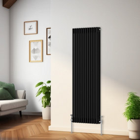 Rinse Bathrooms Traditional Radiator Black Vertical Triple Column Cast Iron Radiators Heater Central Heating 1500x562mm