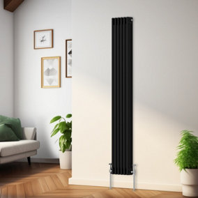 Rinse Bathrooms Traditional Radiator Black Vertical Triple Column Cast Iron Radiators Heater Central Heating 1800x292mm