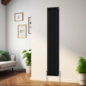 Rinse Bathrooms Traditional Radiator Black Vertical Triple Column Cast Iron Radiators Heater Central Heating 1800x382mm