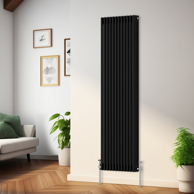 Rinse Bathrooms Traditional Radiator Black Vertical Triple Column Cast Iron Radiators Heater Central Heating 1800x562mm