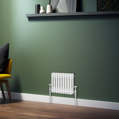 Rinse Bathrooms Traditional Radiator White Horizontal Double Column Cast Iron Radiators 300x425mm