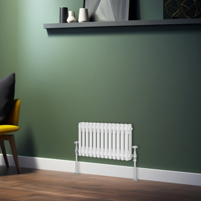 Rinse Bathrooms Traditional Radiator White Horizontal Double Column Cast Iron Radiators 300x605mm