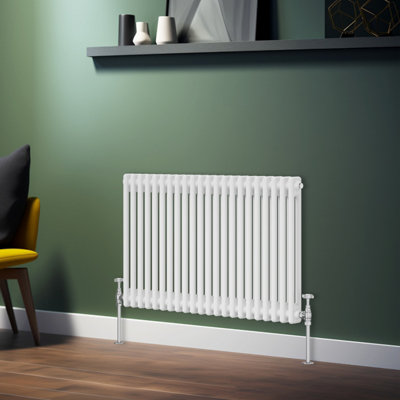 Rinse Bathrooms Traditional Radiator White Horizontal Double Column Cast Iron Radiators 600x1010mm