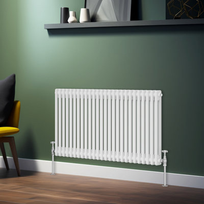 Rinse Bathrooms Traditional Radiator White Horizontal Double Column Cast Iron Radiators 600x1190mm