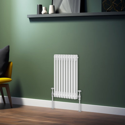 Rinse Bathrooms Traditional Radiator White Horizontal Double Column Cast Iron Radiators 600x425mm