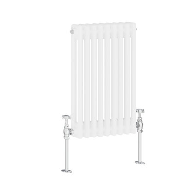Rinse Bathrooms Traditional Radiator White Horizontal Double Column Cast Iron Radiators 600x425mm