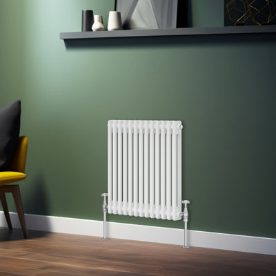 Rinse Bathrooms Traditional Radiator White Horizontal Double Column Cast Iron Radiators 600x605mm