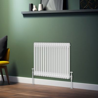 Rinse Bathrooms Traditional Radiator White Horizontal Double Column Cast Iron Radiators 600x830mm