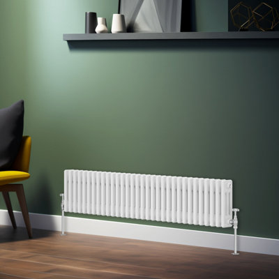 Rinse Bathrooms Traditional Radiator White Horizontal Triple Column Cast Iron Radiators Central Heating 300x1462mm