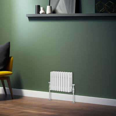 Rinse Bathrooms Traditional Radiator White Horizontal Triple Column Cast Iron Radiators Central Heating 300x427mm