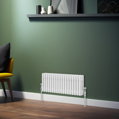 Rinse Bathrooms Traditional Radiator White Horizontal Triple Column Cast Iron Radiators Central Heating 300x832mm