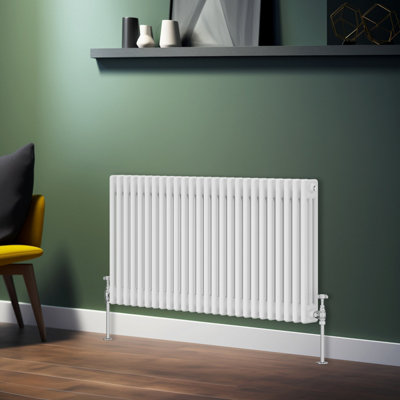 Rinse Bathrooms Traditional Radiator White Horizontal Triple Column Cast Iron Radiators Central Heating 600x1192mm