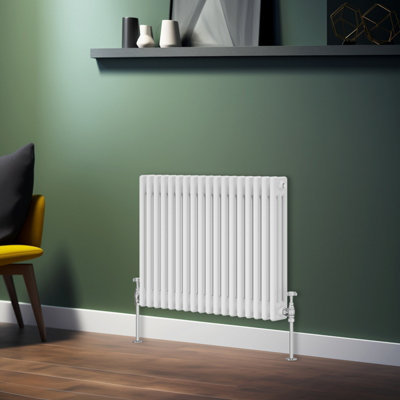 Rinse Bathrooms Traditional Radiator White Horizontal Triple Column Cast Iron Radiators Central Heating 600x832mm