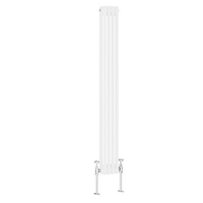 Rinse Bathrooms Traditional Radiator White Vertical Double Column Cast Iron Radiators Tall Central Heating 1500x200mm