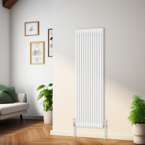 Rinse Bathrooms Traditional Radiator White Vertical Double Column Cast Iron Radiators Tall Central Heating 1500x560mm