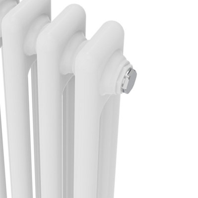 Rinse Bathrooms Traditional Radiator White Vertical Double Column Cast Iron Radiators Tall Central Heating 1800x200mm
