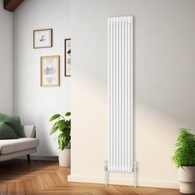 Rinse Bathrooms Traditional Radiator White Vertical Double Column Cast Iron Radiators Tall Central Heating 1800x380mm