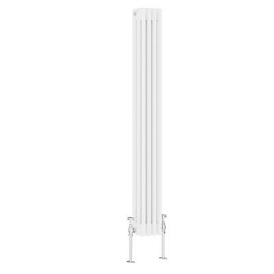 Rinse Bathrooms Traditional Radiator White Vertical Triple Column Cast Iron Radiators Heater Central Heating 1500x202mm