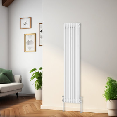 Rinse Bathrooms Traditional Radiator White Vertical Triple Column Cast Iron Radiators Heater Central Heating 1500x382mm