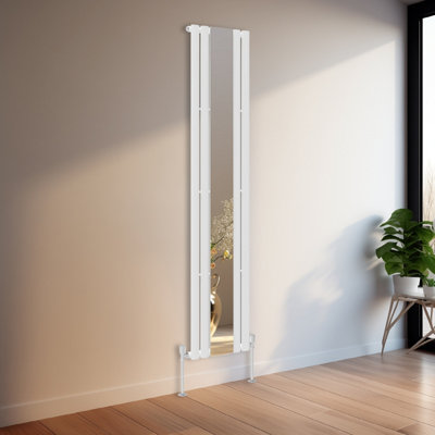 Rinse Bathrooms Vertical Oval Column Designer Mirror Radiator Single White 1800 x 380mm Central Heating Price Comparisons | Compare The Build