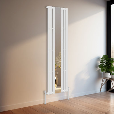 Rinse Bathrooms Vertical Oval Column Designer Mirror Radiator Single White 1800 x 500mm Central Heating Price Comparisons | Compare The Build