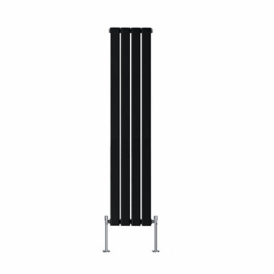 Rinse Bathrooms Vertical Radiators 1600x272mm Flat Panel Column Designer Radiator Black Single Radiators Central Heating