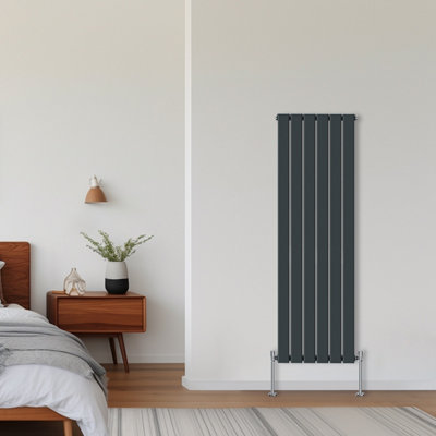 Rinse Bathrooms Vertical Radiators 1600x408mm Flat Panel Column Designer Radiator Anthracite Single Radiators Central Heating