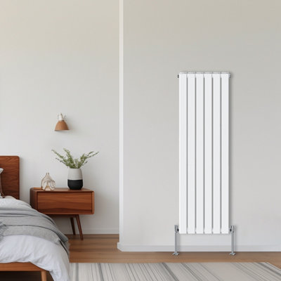 Rinse Bathrooms Vertical Radiators 1600x408mm Flat Panel Column Designer Radiator White Double Radiators Central Heating