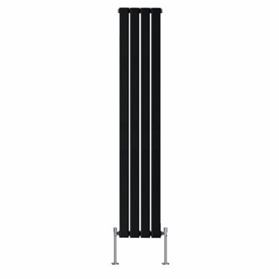 Rinse Bathrooms Vertical Radiators 1800x272mm Flat Panel Column Designer Radiator Black Single Radiators Central Heating